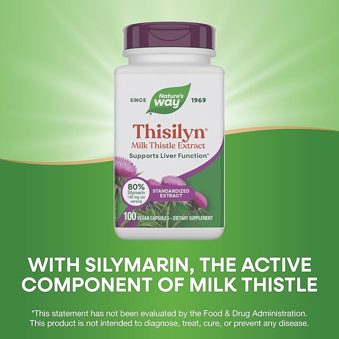 Nature's Way Thisilyn with Standardized Milk Thistle Extract Supports Liver Function* Silymarin Vegan 100 Capsules (Packaging May Vary)