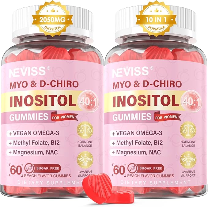 Sugar Free 2Pack Turmeric Ginger Gummies &amp 2Pack Myo-Inositol &amp D-Chiro Inositol Gummies