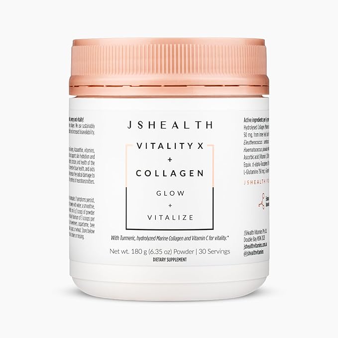 JSHealth Vitamins Vitality X + Collagen - Beauty Powder Supplement with Aloe Vera Silica and Vitamins C &amp E to Nourish Hair Skin and Nails (180g)