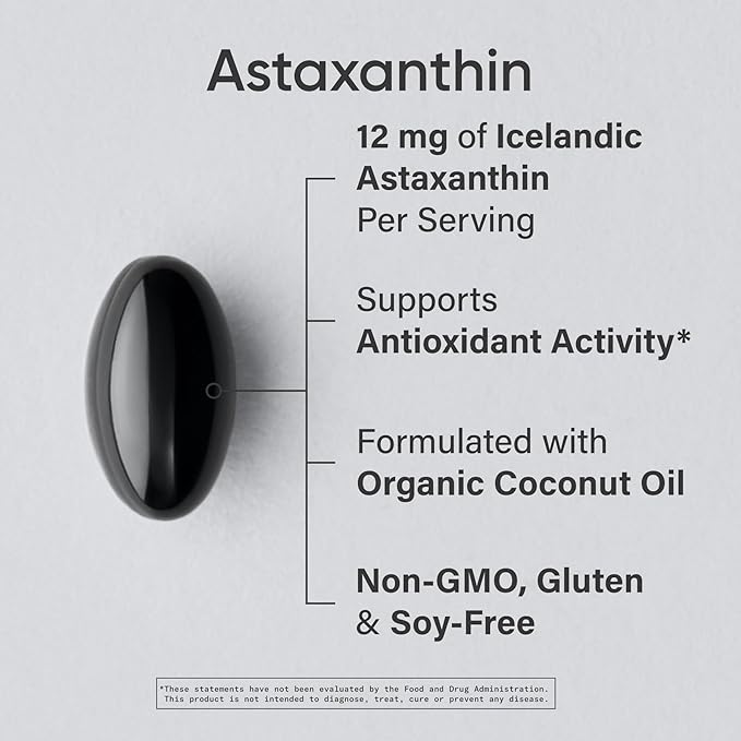 Sports Research® Healthy Skin and Hair Support - Vegan Biotin 10000mcg with Coconut Oil Triple Strength Astaxanthin 12mg and Phytoceramides 350mg per Softgel · Non-GMO · Vegan · Gluten-Free