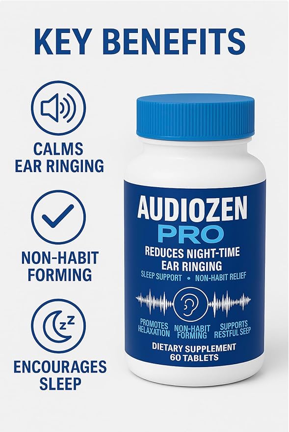Audio-Zen Pro – Dietary Supplement 180 Tablets | Night-Time Ear Ringing Support | Non-Habit Formula | Natural Blend for Ear Comfort &amp Relaxation | Daily Wellness Support 3 Bottles