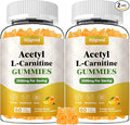 2 Pack Acetyl L-Carnitine Supplement Natural Nutrition Supplement for Boost Energy Immunity Vegan Orange Flavor 120 Count