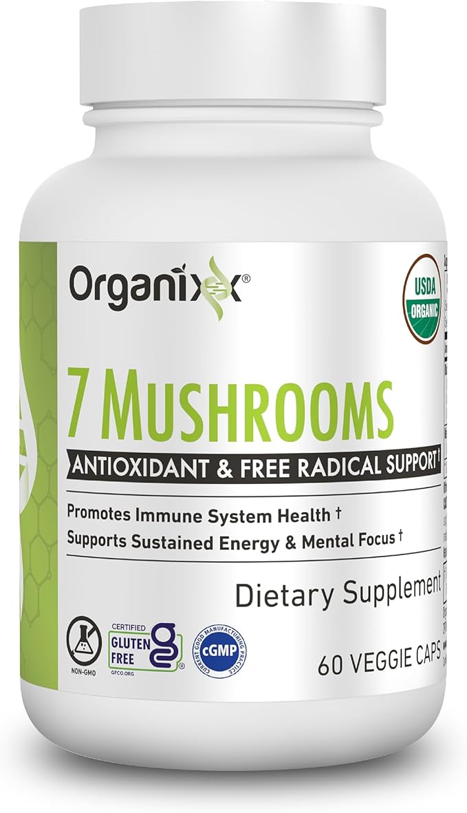 Organixx Magnesium 7 &amp 7 Mushrooms Bundle 7 Organic Mushrooms &amp 7 Chelated Magnesium Forms Supports Immune Heart Liver Muscle &amp Overall Well-Being Vegan Gluten Free Non-GMO 60 Cap