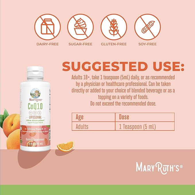 MaryRuth Organics Liquid Vitamin | Coenzyme Q10 Heart Health for Mitochondrial Support and Immune System | Vegan Non-GMO | 7.6 Fl Oz | 45 Servings
