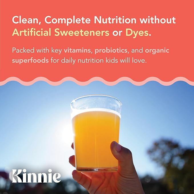 Kids Multivitamin with Pre/Probiotic &amp Organic Superfoods for Kids - 22+ Vitamins &amp Minerals - Sugar-Free Orange Flavor - Immune Gut &amp Oral Health Support - Ages 4+ (30 Sticks)