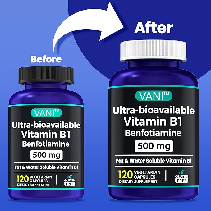 2 in 1 Enhanced Formula: Vitamin B1 with Benfotiamine 500mg Fat Soluable Supplement of Vitamin B-1 500 mg - 120 Capsules (3)