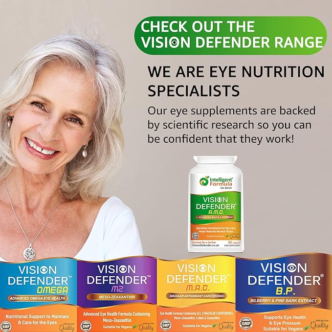 Vision Defender AMD and Vision Defender MZ Macula Health Bundle - AREDS2 Formula Boosted by Optimum High Strength Meso-Zeaxanthin Vegan Health Supplement (90 Days Supply)