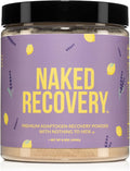 NAKED Recovery - Mushroom Supplement Powder - Lions Mane Cordyceps Reishi Tart Cherries Lemon Balm - Adaptogen Wellness Formula Stress Relief Muscle Recovery - 30 Servings