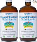 LIQUIDHEALTH Prenatal/Postnatal Multiple Liquid Women's Multivitamin with Real Folate - Pre &amp Postnatal Vitamins for Before During After Pregnancy - Made in USA Vegan Sugar-Free Non-GMO (2 Pa
