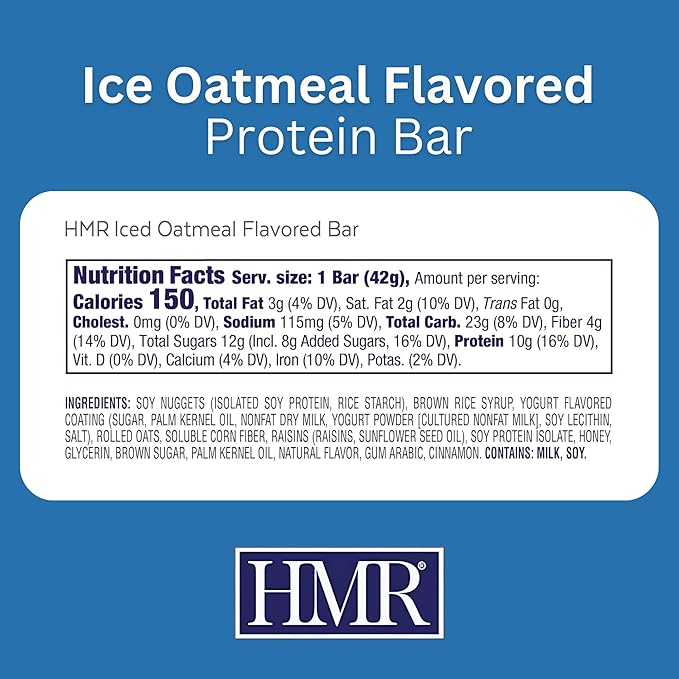 HMR Chocolate Peanut Butter &amp Iced Oatmeal Protein Bars 24 Count Each | 10g Protein | Low Calorie Nutritious Snack &amp Dessert | Supports Weight Maintenance | Tasty Meal Replacement or On-the-