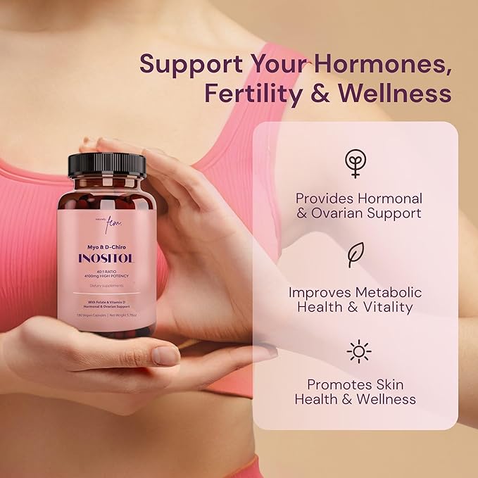 Premium Inositol Supplement Bundle - Myo-Inositol &amp D-Chiro Inositol Supplement for Women 4100mg (40:1 Ratio) – 9-in-1 Hormonal &amp Metabolic Support with Folate Vitamin B6 B12 D3 Zinc &amp