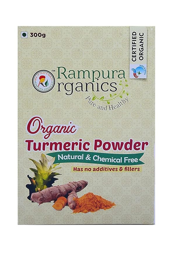 Rampura Organics (Karnataka) Organic Turmeric Powder - (Pack of 2Each of 300Grams)