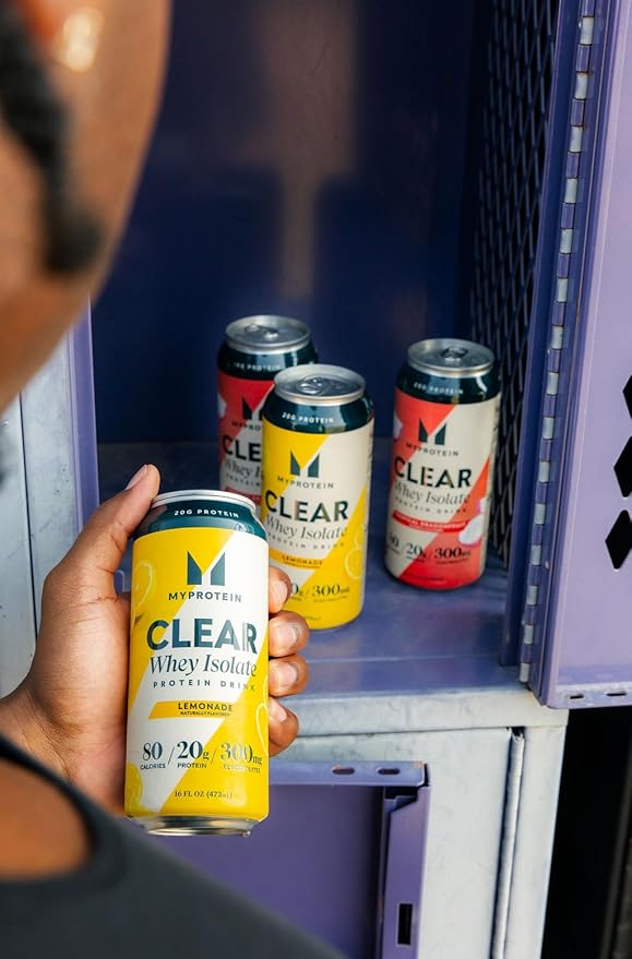 Myprotein Clear Whey Isolate Ready-to-Drink Protein Lemonade 16 Fl Oz Pack of 12 20g Protein 80 Calories Sugar-Free Refreshing Fruity Flavored Beverage for Superior Performance