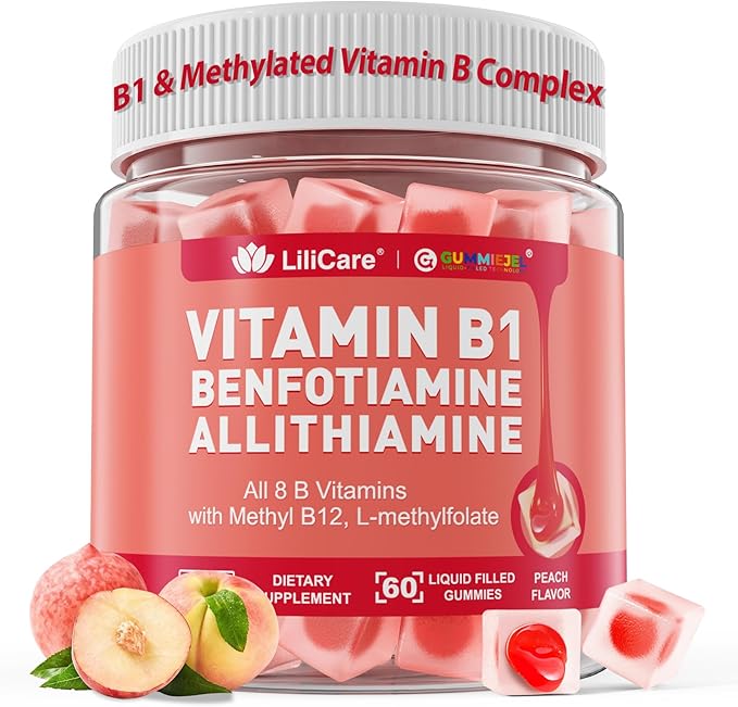 Vitamin B1 &amp Methylated Vitamin B Complex Gummies - All B Vitamins Benfotiamine Thiamine &amp Inositol Methylated B1 B2 B6 Multivitamins L-methylfolate Methyl B12 for Nerve Cognition Energy
