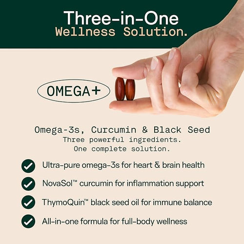 Adapt Naturals Omega 3 Fish Oil Supplement with Bioavailable Curcumin &amp Black Seed 1500mg Fish Oil EPA DHA Omega 3 Fatty Acids to Support Joints Muscles &amp Heart | Unflavored - 60 Days Supply