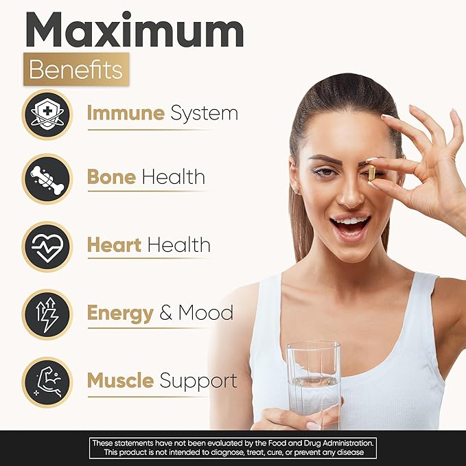 Vitamin D3 K2 Supplement 5000 IU 100 mcg MK7 – High Potency D3+K2 Capsules for Artery Health Heart Support &amp Strong Bones Non-GMO Third-Party Tested d3+k2 Vitamin Supplement Artery Armor -120 Cou