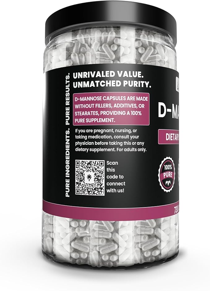 PURE ORIGINAL INGREDIENTS D-Mannose (730 Capsules) No Magnesium Or Rice Fillers Always Pure Lab Verified
