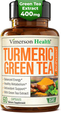 Turmeric Curcumin Supplement with Green Tea Extract (ECGC) &amp Vitamin C for Joint Health Energy &amp Inflammation Balance - Organic Tumeric Curcumin with Black Pepper - Gluten-Free Non-GMO - 60