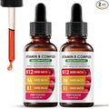 Vitamin B12 Complex with B1 B6 Vitamin B12 Raspberry Liquid Supplement Essential Vitamin 5-in-1 Vitamin B Complex Liquid Drops Brain Function Focus and Natural Energy Support (2PCS)