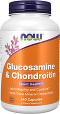 NOW Supplements Glucosamine &amp Chondroitin with Trace Mineral Concentrate and Alfalfa 240 Veg Capsules