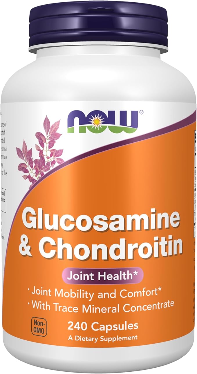 NOW Supplements Glucosamine &amp Chondroitin with Trace Mineral Concentrate and Alfalfa 240 Veg Capsules