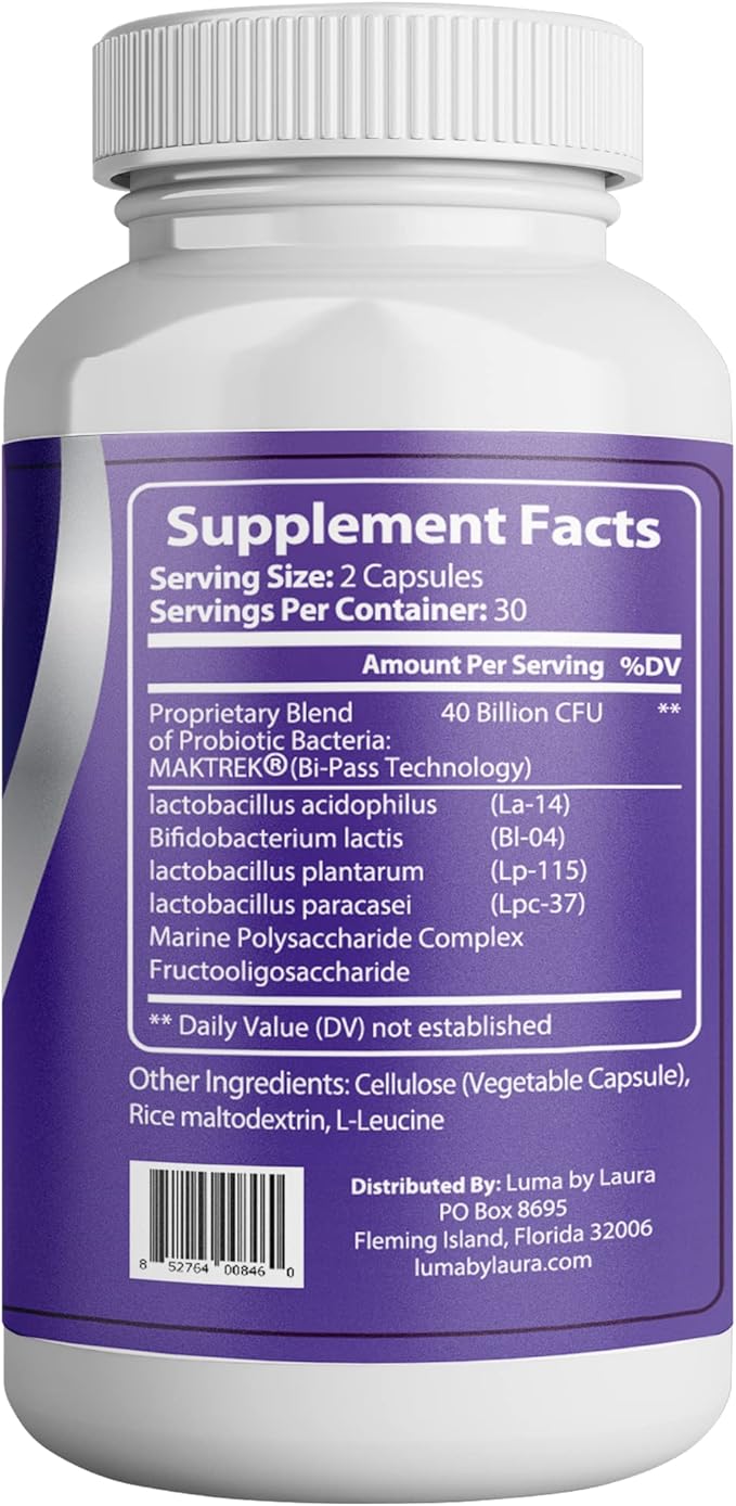 Adult Probiotics 40 Billion CFU for Stomach Acid Resistant - Maximum Potency for Gut Health &amp Immune Support - No Dairy Gluten Wheat Yeast - 60 Veggie Capsules