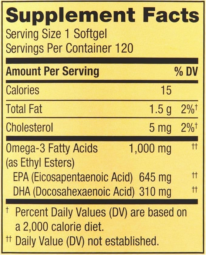 Spring Valley Omega-3 from Fish Oil Heart General &amp Brain Health Dietary Supplement Softgels 1000 mg 4-Month Supply 120 Count + Exclusive ''Thank You'' Sticker by MEELTA
