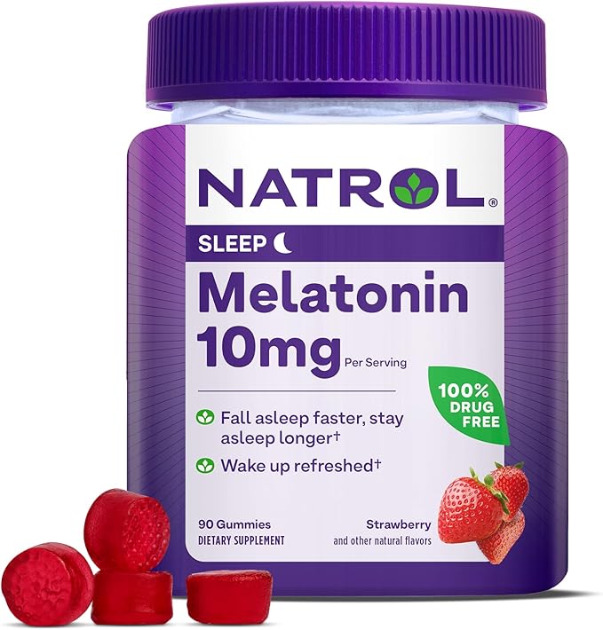 Natrol Kids Melatonin 1mg 140 Berry Gummies Melatonin 10mg 90 Strawberry Gummies Sleep Aid