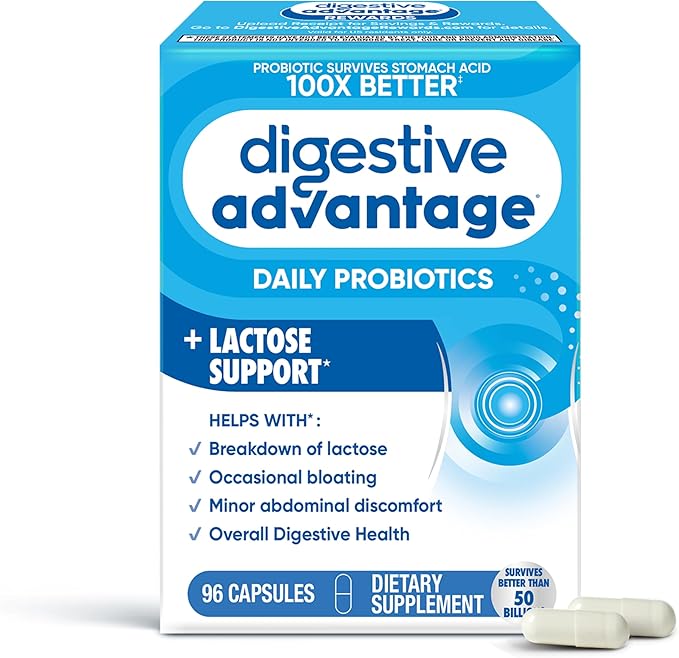 Digestive Advantage Lactose Defense Capsules (96 Count In A Box) Helps Breaks Down Lactose and Defend Against Digestive Upset Supports Digestive and Immune Health CFUs