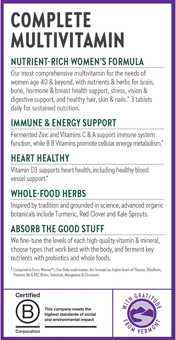 New Chapter Women's Multivitamin 40+ Advanced Formula for HeartHormoneImmune&ampEnergy SupportHigher Levels of Whole-Food Fermented B Vitamins +D3Made Organic Non-GMO Ingredients96 Count (Pack o