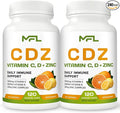 2 Pack C D Z | Vitamin C 1000mg | Vitamin D3 125mcg | Zinc 25mg | Non-GMO &amp Gluten Free | 240 Servings