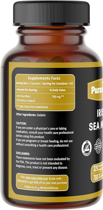 Ashwagandha 320 Capsules &amp Irish Moss 320 Capsules Combo – Herbal Dietary Supplement | Easy Daily Use | Non-GMO Ingredients No Artificial Colors | Capsules Combo Pack