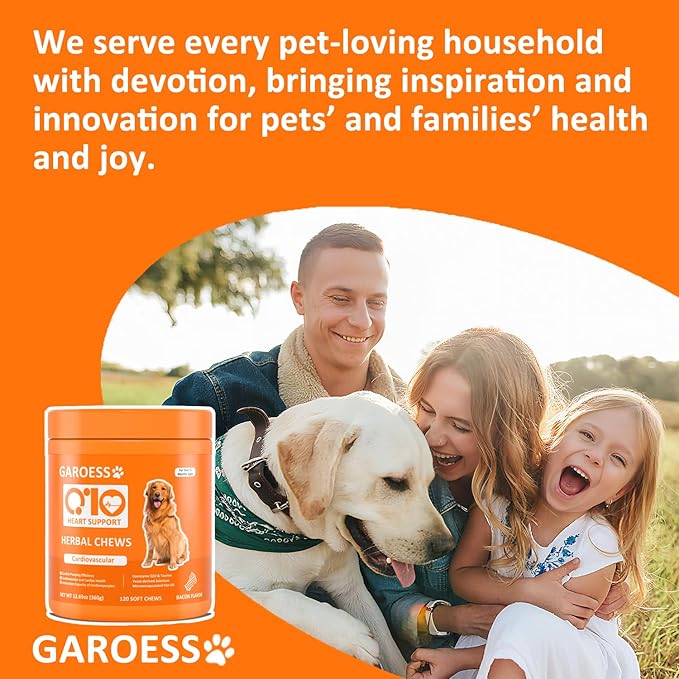 CoQ10 Heart Chew for Dogs Support Dogs Heart Health Cognitive &amp Energy CoQ10 Chews for Cardiovascular &amp Gum Health &amp antioxidant Protection Bacon Flavor 240 Count (2 Packs/Trust it)