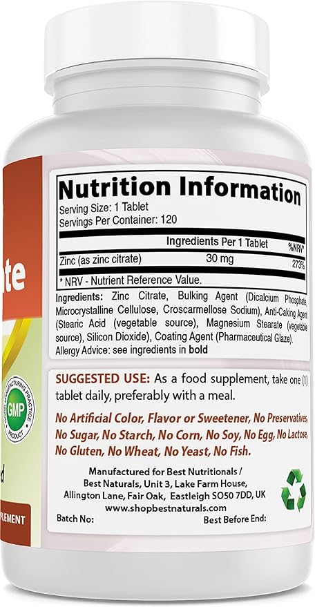 Best Naturals BCAA 3200mg &amp Zinc Citrate 30 mg