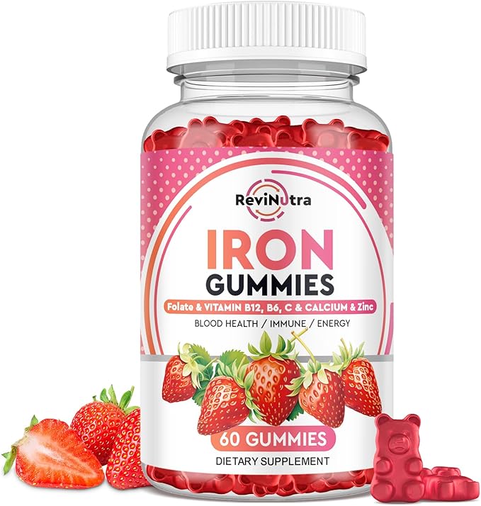 Iron Gummies Supplement for Adults &amp Kids | Calcium Potassium Magnesium Gummies | Bundle