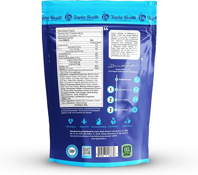 Superfood Whey Protein (Vanilla) | High-Protein Blend with Organic Superfoods &amp Probiotics | Immune &amp Muscle Support | Gluten &amp GMO Free |15 Servings