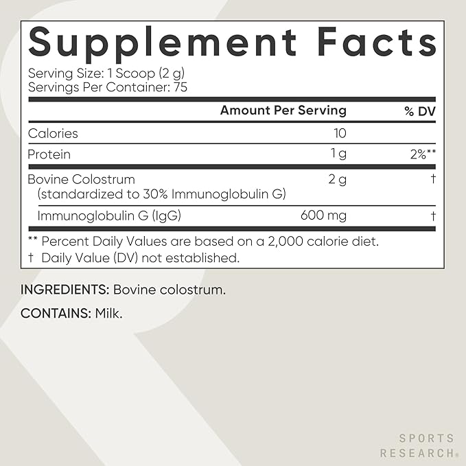 Sports Research® Gut Health Pack - Daily Probiotics w/Lacto &amp Bifido Probiotic Strains (60 Billion CFU) and U.S. Sourced Bovine Colostrum Powder w/IgG Antibodies for Gut Health &amp Digestive Sup