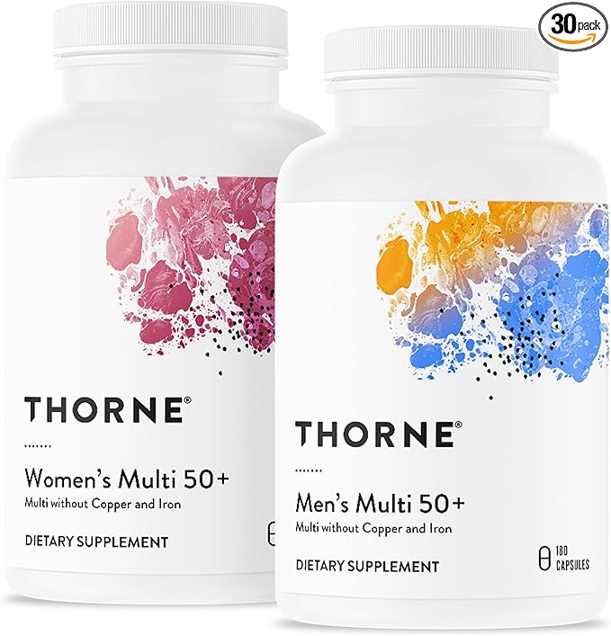 THORNE - Active Aging Multivitamin Bundle - Tailored Nutrition for Men &amp Women 50+ - 30 Servings