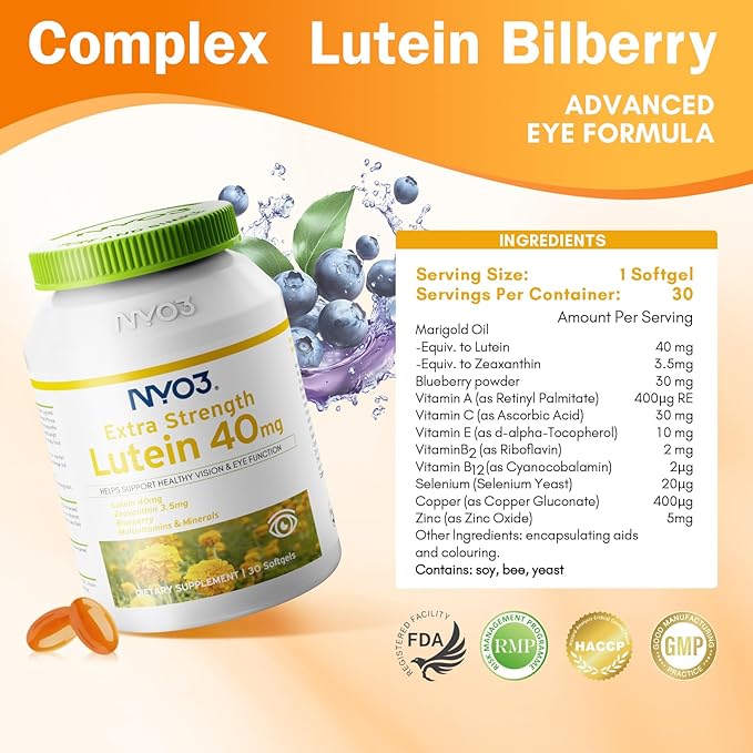 NYO3 Milk Thistle Liver Detox Supplement 400mg Lutein Zeaxanthin with Blueberry 2 Pack