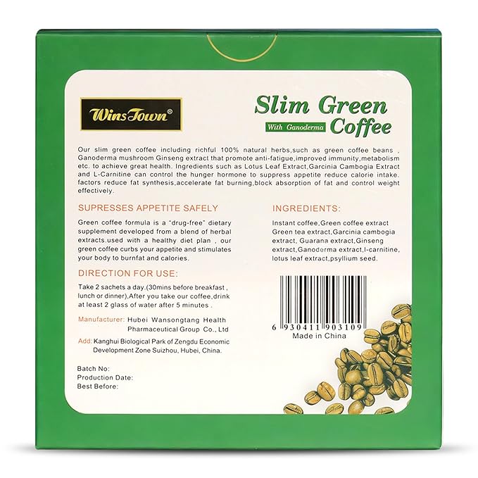 Premium Green Coffee with Ganoderma &amp Herbal Extracts - Energizing Instant Coffee Blend for Metabolism &amp Antioxidant Support 18 Sachets