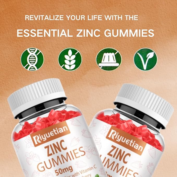 Zinc Gummies 50mg - Vitamin C D3 &amp Elderberry Echinacea Zinc Immune Health Gummies Non-GMO Natural Antioxidant Supplements for Men &amp Women Vegan 2 Pack