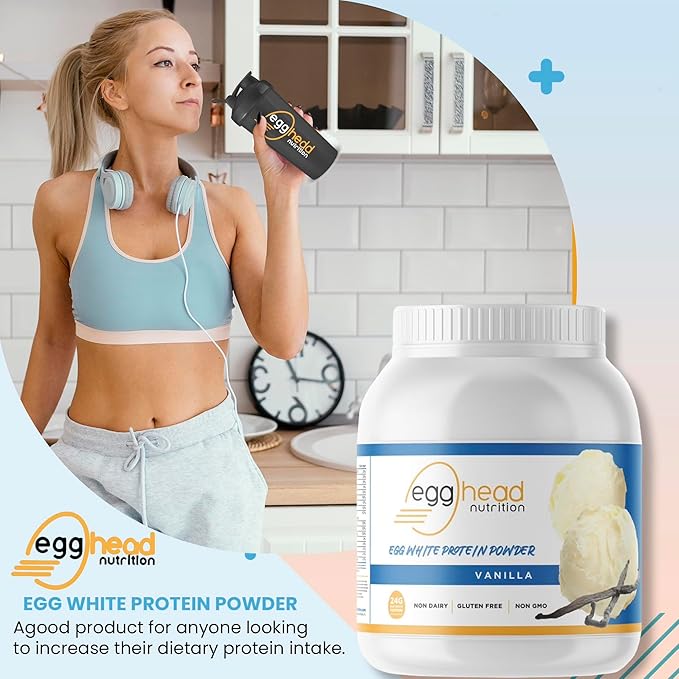 Egghead Nutrition - Egg White Protein - 24 G (Grams) 3.3 Pound Non Dairy Gluten Free Non GMO Made in The USA (Vanilla)