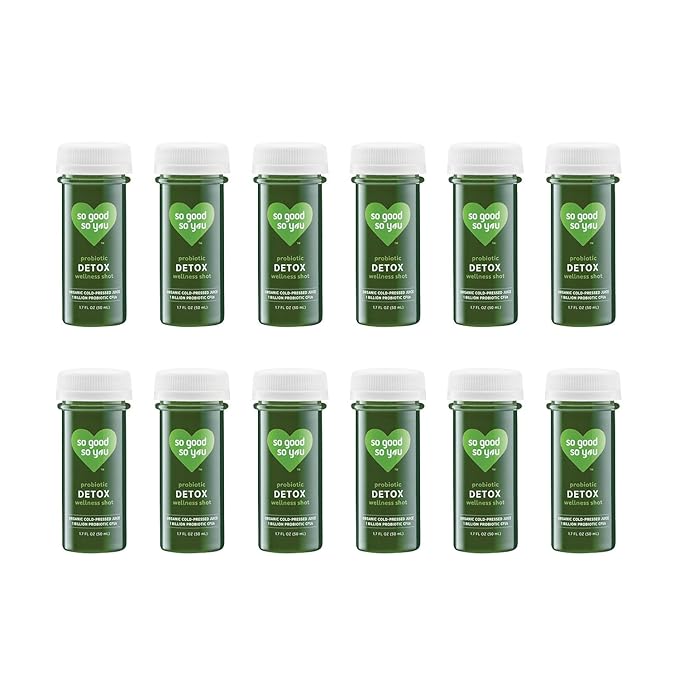 So Good So You Organic Cold Pressed Probiotic Wellness Shots: Detox with Organic Blue-Green Algae - 1.7 fl oz. (18 Count)