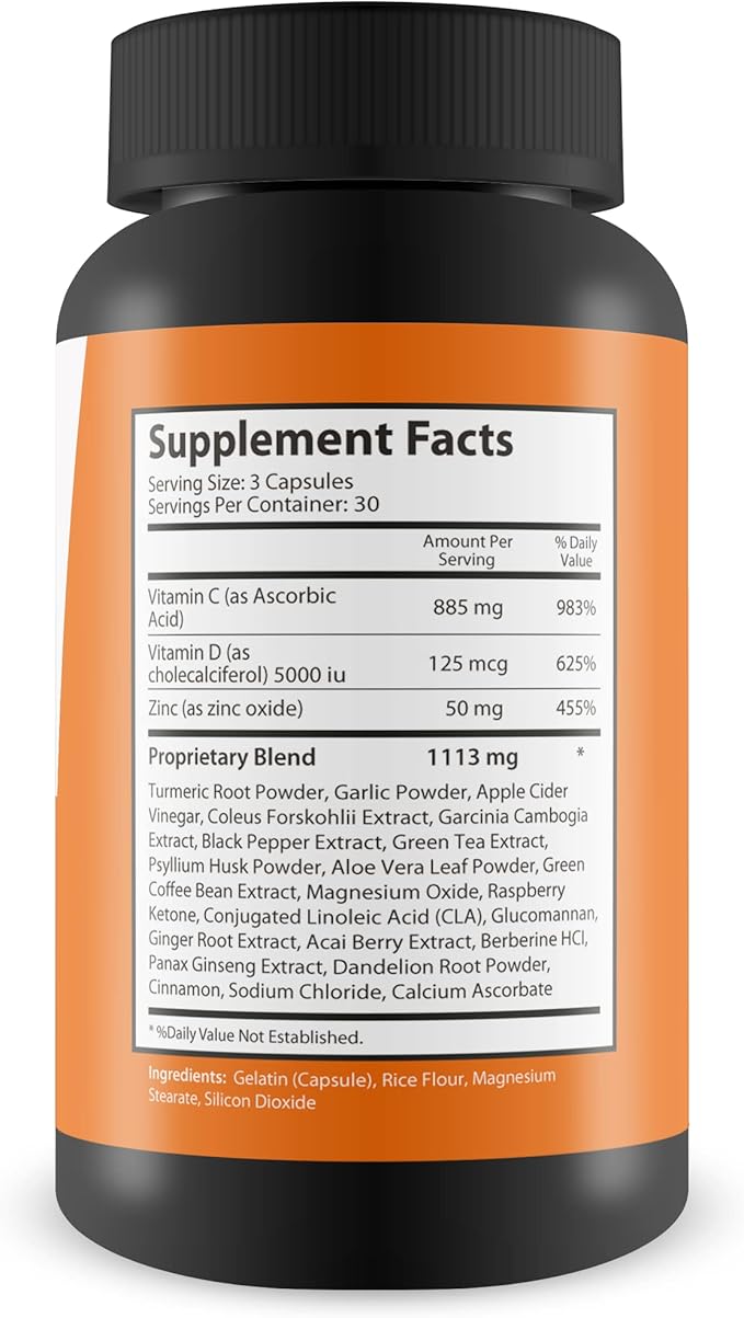 Pro Z Cleanse - Premium Immune System Support with Immune Boosting Vitamin C Zinc Vitamin D 5000 IU Ginger &amp Turmeric Curcumin - Immune Support Supplement for Women &amp Men - Aid Immune Heal