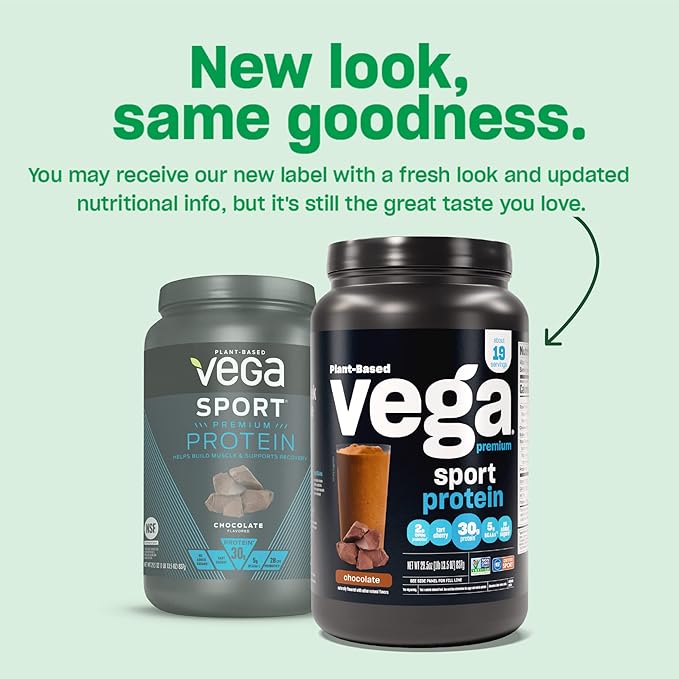 Vega Protein and Greens Protein Powder Chocolate - 20g Plant Based Protein Plus &amp Premium Sport Protein Chocolate Protein Powder Vegan Non GMO Gluten Free Plant Based