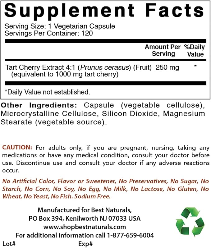 Tart Cherry Extract 1000 mg &amp Turmeric Curcumin 1500mg/Serving with Bioperine