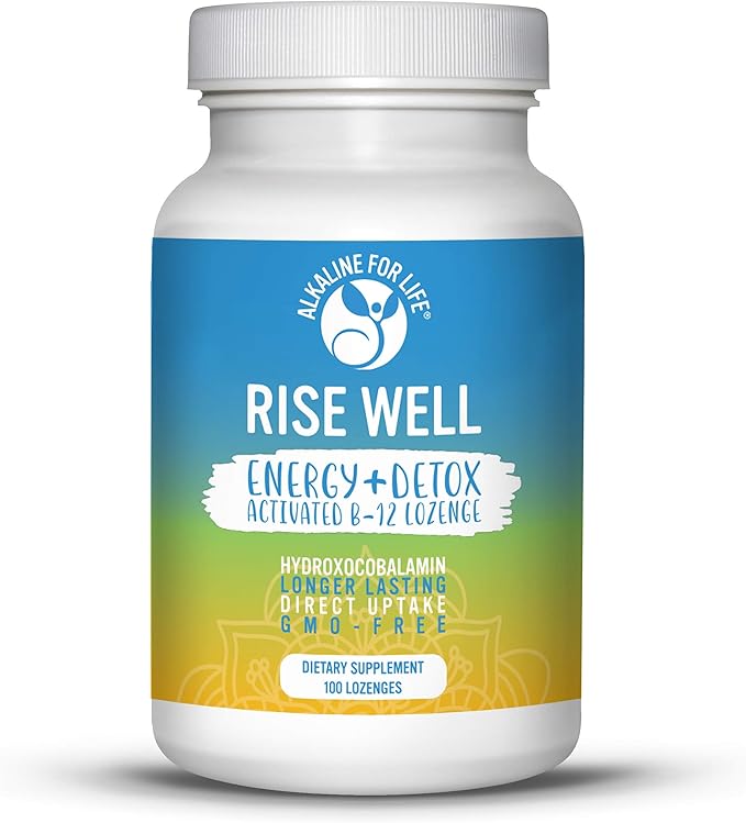 Alkaline for Life Rise Well Vitamin B12 - Vegan B12 - B12 Vitamins and Energy Supplements - Fast Acting B12 Sublingual 2000 mcg of B 12 Vitamin in Longer Lasting Form Than Methylcobalamin B12