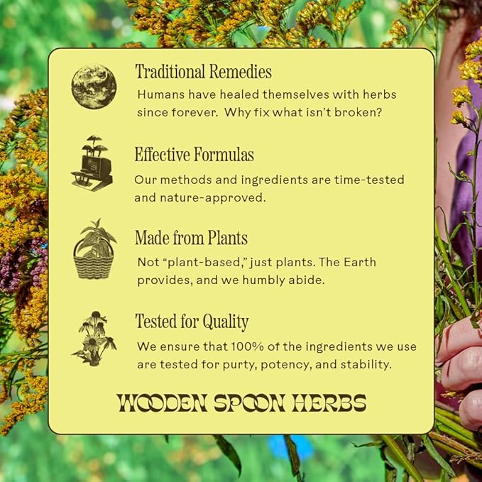 Wooden Spoon Herbs Stress Savior | Stress Relief Supplement | 7 Herb Complex with Ashwagandha Cordyceps &amp Ginseng | Relaxation Mood Support &amp Energy Boost | Gluten-Free Non-GMO Vegan | (