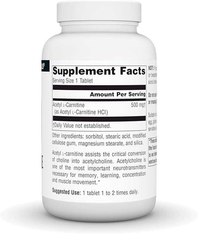 Source Naturals Acetyl L-Carnitine 500 Mg Tablet 120 Count