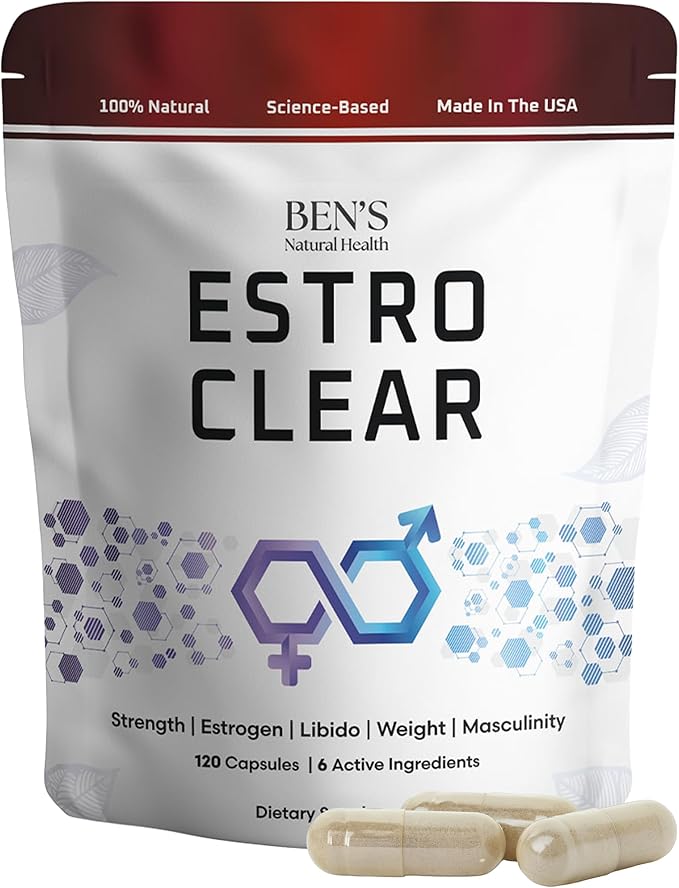 Ben's Natural Health Estro Clear Natural Estrogen Blocker Supplement with DIM Tiger Nut Astragalus Calcium D Glucarate 120 Capsules
